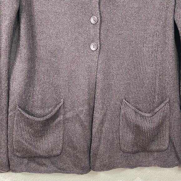 Eileen Fisher Brown Silk Blend Cardigan Sweater Pockets Normcore Minimalist XS - Picture 4 of 7